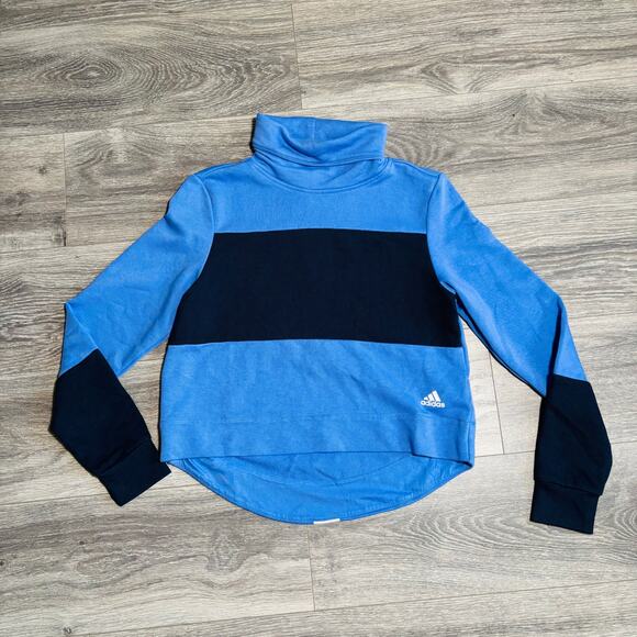 Adidas Sport 2 Womens Crop Blue Street Mock Neck Sweatshirt Size XS 0322 - Picture 4 of 11